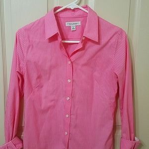 Banana Republic pink striped dress shirt size 6 non - iron fitted shirt